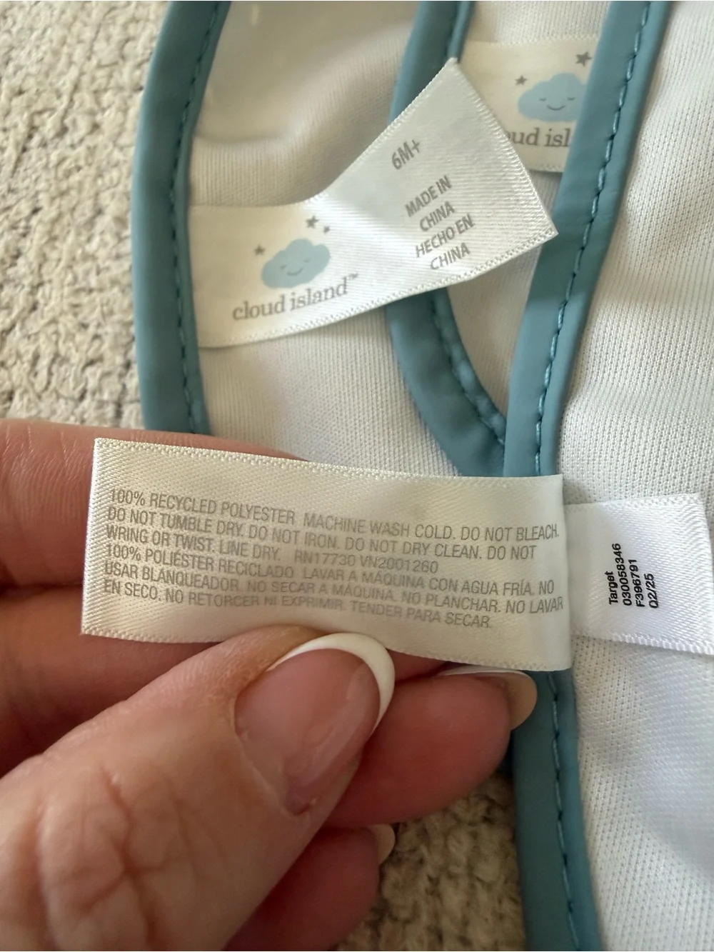 cloud island Teal and Light Blue Waterproof Baby Bib Set
